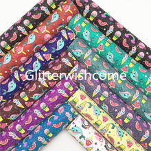 Ткань Glitterwishcome 21x29 см, Размер A4, радуга, Рогатый комикс, мороженое, кожа, винил для бантов, GM868A 2024 - купить недорого