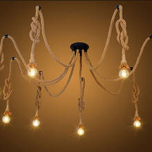 Lámpara de araña de techo de cáñamo para el hogar, Bombilla Retro Edison, ajustable, clásica, antigua 2024 - compra barato