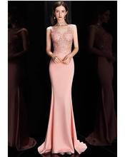 Pink V-neck Bridesmaid Dresses Mermaid Lace Appliques Beading Satin Sleeveless Wedding Party Celebrity Guests Prom Gowns Formal 2024 - buy cheap