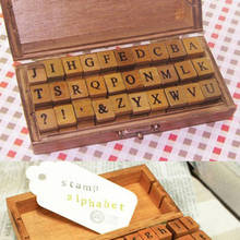 Jogo de carimbos e letras para decoração de cartões, jogo com 30 letras do alfabeto retrô de madeira para convites 2024 - compre barato