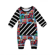 Newborn Infant Baby Boy Long Sleeve Cartoon Romper Jumpsuit Cool Superhero Playsuit Striped Autumn Sunsuit Clothes Outfits 0-24M 2024 - buy cheap