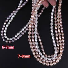 7-8mm Natural Freshwater Pearl Necklaces for Women Wedding Bridal Gifts White Pink Rice Real Pearl Choker Necklaces Wholesale 2024 - buy cheap