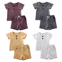 Focusnorm/комплект одежды для маленьких мальчиков от 0 до 24 месяцев рубашка с короткими рукавами, футболка Топ + короткие штаны, одежда 2024 - купить недорого