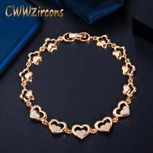 CWWZircons Beautiful Cubic Zirconia Paved Gold Color Love Heart Shape Bracelet for Ladies Trendy GIft Jewelry Accessories CB240 2024 - buy cheap