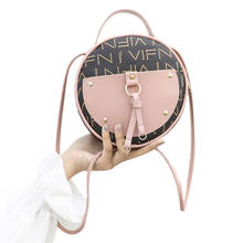 Винтажная кожаная круглая дизайнерская сумка через плечо для женщин 2020 PU кожаные сумки на плечо женские маленькие сумки мини-сумка-тоут 2024 - купить недорого