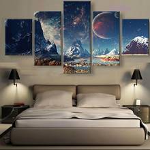 Pintura en lienzo de cinco piezas con escena nocturna en Hd, arte de pared con Galaxia espacial, carteles e impresiones, decoración del hogar, murales sin marco para dormitorio 2024 - compra barato