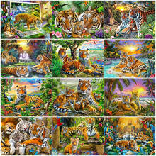 Pintura de diamante 5D DIY de Tigre, bordado de diamantes de imitación, mosaico de animales, decoración para el hogar, regalo 2024 - compra barato