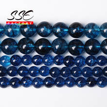 A+ Natural Blue Crackle Crystal Stone Beads Blue Crystal Round Loose Beads 15" Strand 4 6 8 10 12MM Pick Size for Jewelry Making 2024 - buy cheap
