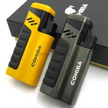 Cohiba Metal Cigar Cigarette Tobacco Lighter 4 Torch Jet Flame Refillable With Punch Smoking Tool Accessories Portable Gift Box 2024 - buy cheap