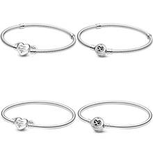 100% 925 Sterling Silver Moment Heart Infinity Winged Heart Clasp Snake Chain Bracelet Fit Fashion Bead Charm Trendy DIY Jewelry 2024 - buy cheap