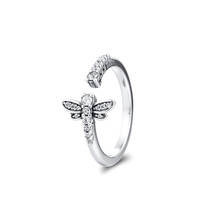 2020 New Sparkling Dragonfly Open Finger Rings for Women Genuine 925 Sterling Silver Rings Engagement Wedding Statement Jewelry 2024 - buy cheap