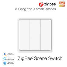 Interruptor de casa inteligente Tuya ZigBee1-3 Gang, controlador de botón inalámbrico con batería, escenario de automatización para dispositivos Tuya 2024 - compra barato