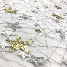 Lace147 Embroidered Stars Mesh Yarn Sequined Fabric Fashion Women's Dresses Stage Wear Decorative Fabrics Wedding Dress Curtains 2024 - buy cheap