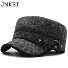 JNKET Men Winter Warm Army Cap Fleece Lining Earflap Hat Cadet Hat Adjustable Military Hat Flat Cap Casquette 2024 - buy cheap