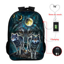 Engraçado 3d sacos de escola meninas meninos acuarela animais impressão mochila carregamento usb mochilas crianças saco de livro diário escola primária sacos 2024 - compre barato