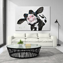 Pinturas en lienzo de vaca con acuarela, carteles e impresiones de animales modernos, imágenes artísticas de pared para sala de estar, decoración del hogar sin marco 2024 - compra barato