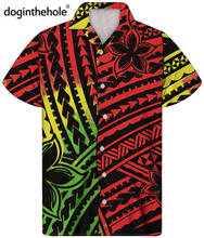 Doginthehole 2021 Fashion New Men's Hawaiian Shirt Colorful Ethnic Tribal Pattern Summer Short Sleeve Beach Shirts chemise homme 2024 - buy cheap