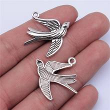WYSIWYG 5pcs 29x28mm Vintage Flying Bird Swallows Charms For Jewelry Making Antique Bronze Color Bird Charms Swallows 2024 - buy cheap