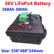 Waterproof 36V 260Ah 300Ah LiFepo4 lithium battery pack with BMS for fishing boats solar system motor EV RV 250ah+20A charger 2024 - buy cheap