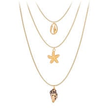 Alloy Starfish Shell Necklaces For Women  New Long Chain Pendant Necklace Choker Fashion Jewelry collares de moda 2021 2024 - buy cheap