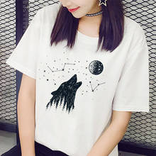 Летняя белая футболка Harajuku, женские топы, модная уличная футболка с коротким рукавом, Повседневная футболка с космическим принтом, женская одежда 2024 - купить недорого