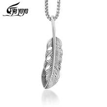 EyeYoYo Eagle Feather Pendant Necklace Men Retro Leaf Feather With Box Chain Long Necklace 2024 - buy cheap