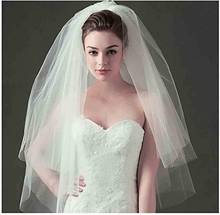 Women’s Wedding Veil Two Tier Fingertip Veil Raw Edge Veils for wedding Soft Tulle 2023 2024 - buy cheap