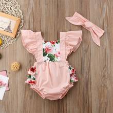 Newborn Baby Girls Floral Romper Baby Summer Clothing Infant Fly Sleeve Square Neck Ruffle Romper Jumpsuit Toddler Outfits 0-24M 2024 - buy cheap