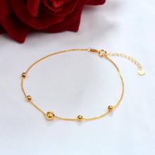 Pulsera de oro XF800 de 18K para mujer, joyería fina auténtica, bola sólida deslizante, cadena ajustable, regalo de lujo, B513 2024 - compra barato