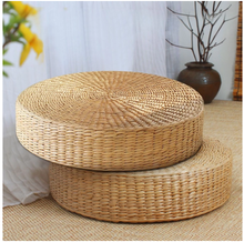 Hot 40cm*40cm Natural Straw Round Pouf Tatami Cushion Weave Handmade Pillow Floor Japanese Style Cushion with Silk Wadding 2024 - buy cheap