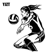 YJZT 13.2CM*17CM Sport Volleyball Player Beach Female Creative Stickers Decor Car Accessories Black/Silver C31-0117 2024 - buy cheap