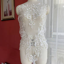 Apliques de encaje con motivos blancos y marfil, decoración para vestido de fiesta de boda, bordado, arte de coser, bricolaje, 67x44cm, 1 ud. 2024 - compra barato