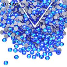 JUNAO SS6 8 10 12 16 20 30 Glitter Sapphire AB Glass Crystals Hot Fix Rhinestones Flatback Hotfix Glass Strass Iron On Stones 2024 - buy cheap