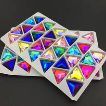 Tri-angle Crystal Sew On Rhinestones Colors AB 12 16 22 mm Glass Sew-on Stone Flatback Sewing For Dress Making 2024 - buy cheap