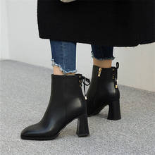 2020Women Ankle Boots Black beige Fashion Zipper Women Boots Ankle Boots Comfortable Square High heels Boots Ladies Boots 2024 - buy cheap