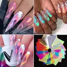 Fire Nail Foil Fashion Leaf Stickers Holographic Tape Nail Art Stickers Thin Laser Silver Strip Sticker 3D DIY Foil Sticker 2024 - buy cheap