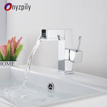 Onyzpily Bathroom Basin Faucet Chrome 6'' Cover Single Handle Rotate Basin Sink Hot&Cold Water Mixer Tap Waterfall Spout 2024 - buy cheap