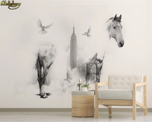 Beibehang-papel tapiz 3d personalizado, mural moderno minimalista, abstracto, creativo, ciudad, caballo, Fondo de pared, papel de pared 2024 - compra barato