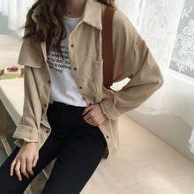 Women's Shirt Work Plus Size Boyfriend Button Blouse Casual Long Sleeve Korean Fashion Clothing Corduroy Shirts Full Striped 2024 - buy cheap