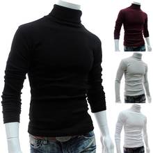 Men Fashion Solid Color Long Sleeve Turtleneck Sweater S-lim and Fits Knitted Pullover 2024 - buy cheap