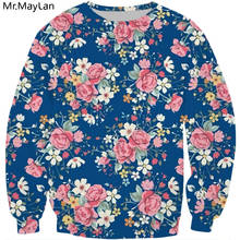 New Hipster Rose / Peony Flower Printed Full 3D Jacket Hoodies Women/Men Vintage Floral Sweatshirt Girls Blue Streetwear Outfits 2024 - buy cheap