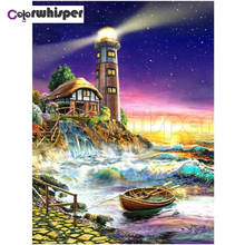 Pintura diamante completa quadrada/broca redonda farol barco 5d daipor pintura bordado ponto de cruz mosaico cristal imagem z1424 2024 - compre barato