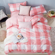 Pink and White Board Plaid Bedding Set Duvet Cover Set Pillowcase Home Textiles 2/3pcs Bed Linen King Queen Size Dropship 2024 - buy cheap