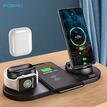 FDGAO 6 in 1 Charging Stand 10W Qi Wireless Charger Dock Station For Apple Watch 6 SE 5 4 3 2 AirPods Pro iPhone 12 11 XS XR X 8 2024 - buy cheap