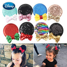 Prendedor com orelhas e lantejoulas para cabelo disney, laços de cabelo com glitter e borboletas, acessórios para cabelo femininos faça você mesmo 2024 - compre barato