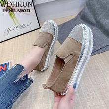 2020 Spring Women Flats Shoes Platform Sneakers Slip on Flats Leather Suede Ladies Loafers Bling Women Creepers 2024 - buy cheap