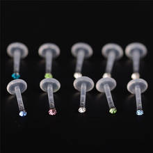 25Pcs Fashion Transparent Tongue Piercing Rings Multicolor Zircon Lip Stud Rings Body Piercing Jewelry 2024 - buy cheap