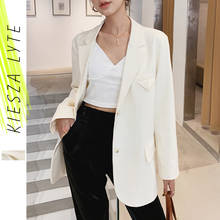 Пиджак Женский Тонкий с длинным рукавом, повседневный свободный офисный белый пиджак в британском стиле, верхняя одежда, осень 2020 2024 - купить недорого