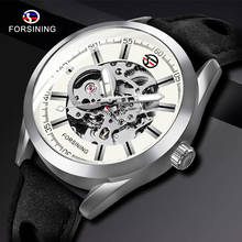 Forsining Silver Case Steampunk Automatic Wrist Watch Mens Skeleton Watches Top Brand Luxury Uhren Men Genuine Leather Clock 2024 - buy cheap