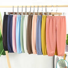 Pantalones de algodón transpirables para niños y niñas, pantalón holgado informal, ropa de primavera y verano, 2021 2024 - compra barato